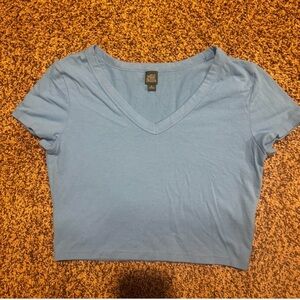 Wild Fable Sky Blue V-Neck Crop Top